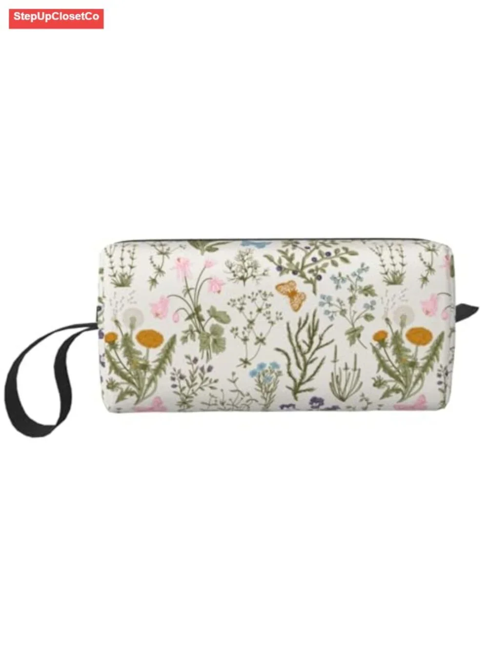 Vintage Wildflower Floral Makeup Bag Organizer Cosmetic Pouch Travel Toiletry